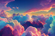 Illustration of colorful rainbow clouds