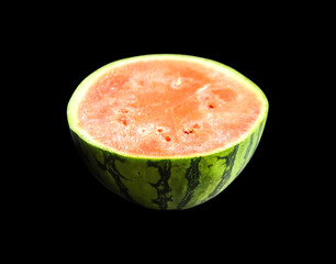 Wall Mural - Watermelon slice isolated on black background