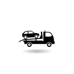 Poster - Towing truck van with car sign icon with shadow