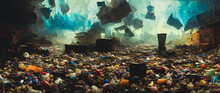 Artistic Concept Painting Of A Garbage On The Ground , Background Illustration.