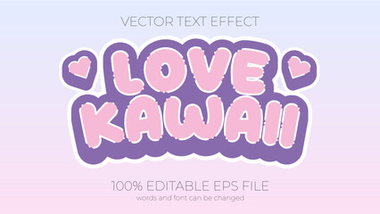 Poster - Love Kawaii text effect style, EPS editable text effect