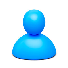 Fototapete - Blue user 3d icon person profile concept isolated on white background with social member contact character symbol or simple human avatar minimal face and identity customer support illustration shape.