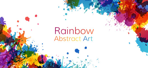 Wall Mural - rainbow abstract creative banner from paint splashes.