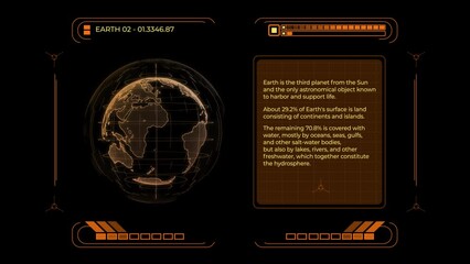animated futuristic HUD UI element, screen, with alpha channel for games and clips	