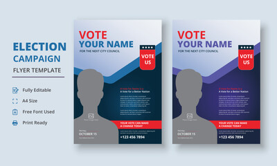 Wall Mural - Election Campaign Flyer Template, Political Campaign Flyer Template, Vote Flyer Template, Political Election Poster