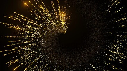 Fototapete - 
Beautiful 3d render of gold glow particles. Dusty, mystery and fairytale atmosphere.