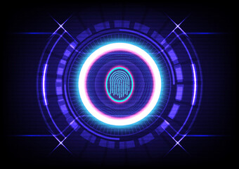Poster - High-tech circle background with fingerprint scanning security
