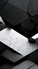 Poster - Black and white abstract geometric background with stone texture. Digital illustration
