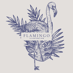 Sticker - Flamingo Bird Hand Drawn Illustration