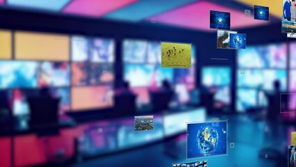 Aufkleber - Distribution studio and video contents concept. Virtual reality. Metaverse.