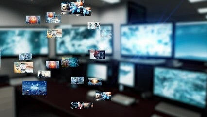 Poster - Distribution studio and video contents concept. Virtual reality. Metaverse.