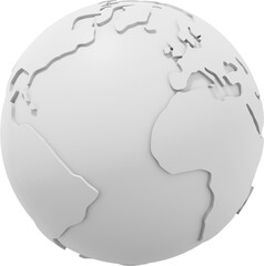 Poster - Globe Earth. Minimalist cartoon. White PNG Isolated icon on transparent background. 3D rendering.