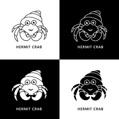 Canvas Print - Hermit Crab Cartoon Illustration Vector. Crustacean Mascot Logo. Ocean Animal Icon Character