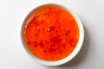 sweet chili sauce on white background