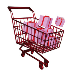 3D of Shopping Cart. PNG