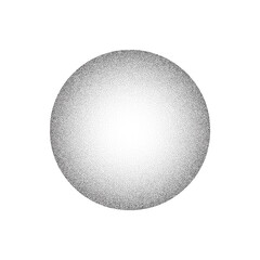 Sticker - Grain circle gradient. Stippled round shape. Radial stochastic dotwork texture. Random grunge noise background. Black dots sphere. Halftone vector 