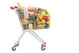 Fototapeta  - Shopping cart with food products