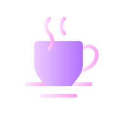 Sticker - Hot beverage flat gradient two-color ui icon. Morning tea. Coffee break. Calming and refreshing drink. Simple filled pictogram. GUI, UX design for mobile application. Vector isolated RGB illustration