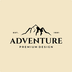 Wall Mural - mountain illustration, outdoor adventure logo design vector illustration