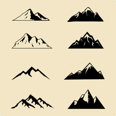 Wall Mural - set of icons of mountains vector illustration, design element for logo