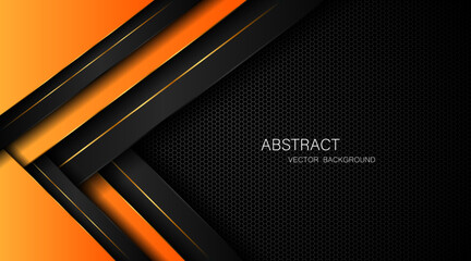 Aufkleber - Dark steel mesh abstract background with black and orange polygon shapes, free space for design. modern technology innovation concept background	