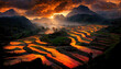AI generated image of rice fields on terraces of Mu Cang Chai, YenBai, Vietnam. Vietnam landscapes