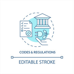 Wall Mural - Codes and regulations turquoise concept icon. Eco power. Green energy requirements abstract idea thin line illustration. Isolated outline drawing. Editable stroke. Arial, Myriad Pro-Bold fonts used