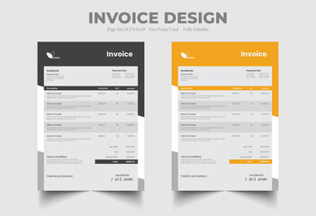 minimal invoice template vector design