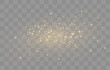 © Leonid - Magical light dust, dusty shine. Flying particles of light. Christmas light effect. Sparkling particles of fairy dust glow in transparent background. Vector illustration on png.