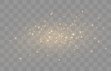 Magical Light Dust, Dusty Shine. Flying Particles Of Light. Christmas Light Effect. Sparkling Particles Of Fairy Dust Glow In Transparent Background. Vector Illustration On Png.