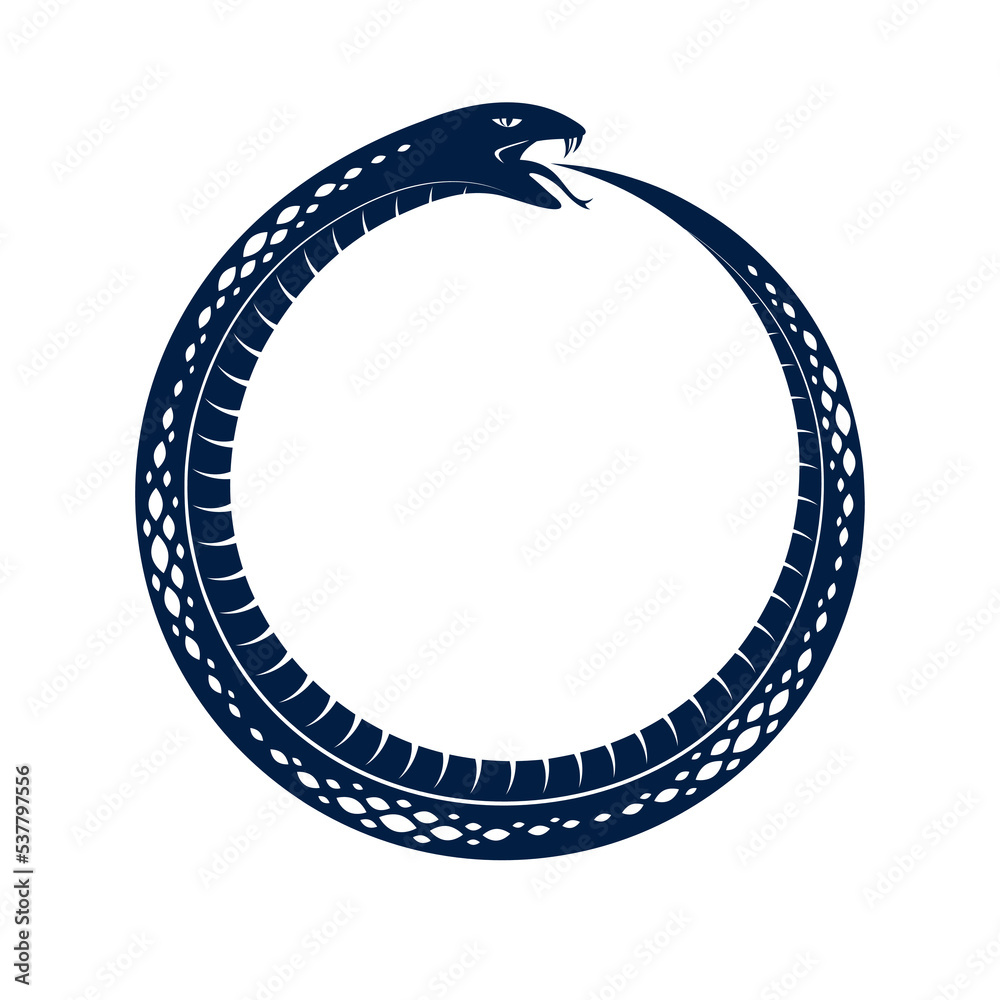Snake Eating Tale Ouroboros Snake in a shape of circle, endless cycle of life and death ...