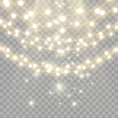 Wall Mural - Christmas lights isolated on transparent background. Vector illustration.	
