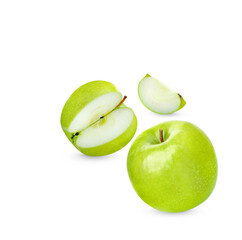 Fresh green apple isolated on transparent background. (.PNG)