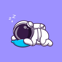 Cute Astronaut Sleeping On Pillow Cartoon Vector Icon 
Illustration. Science Technology Icon Concept Isolated 
Premium Vector. Flat Cartoon Style