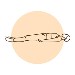 Wall Mural - Shavasana Corpse Pose color line illustration. Pictogram for web page