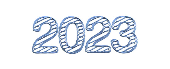 Poster - year 2023. 3D illustration numbers isolated white background