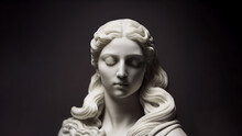 3D Illustration Of A Renaissance Marble Statue Of Selene. She Is The Goddess And The Personification Of The Moon, Selene In Greek Mythology, Known As Luna In Roman Mythology.