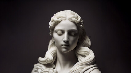 Illustration of a Renaissance marble statue of Selene. She is the goddess and the personification of the Moon, Selene in Greek mythology, known as Luna in Roman mythology.