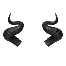 3D Rendering Of Large, Black Horns On A White Background.