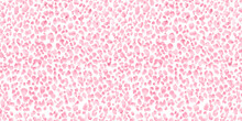 Seamless Playful Hand Painted Watercolor Light Pastel Pink Leopard Print Fabric Pattern. Abstract Cute Spotted Animal Fur Background Texture. Girl's Birthday, Baby Shower Or Nursery Wallpaper Design.