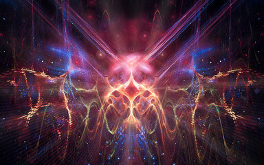 Aufkleber - digital illustration abstract image generated fractal background image portal pattern of various geometric shapes and lines of various colors for computer graphics or web design