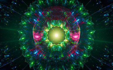 Aufkleber - digital illustration abstract image generated fractal background image portal pattern of various geometric shapes and lines of various colors for computer graphics or web design