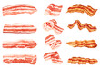 Chopped pieces of bacon. Delicious juicy pork. Vector illustration