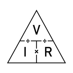 Wall Mural - Ohm's law triangle. Voltage, current and resistance formula.