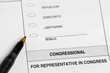 Election ballot with write-in vote. Political party, government and voting concept