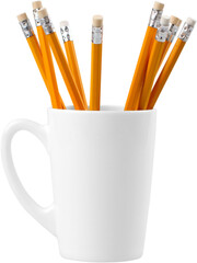 Canvas Print - White ceramic cup with pencils isolated on white