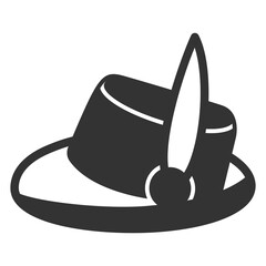 Men's hat with a feather - icon, illustration on white background, glyph style