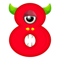 Wall Mural - 8.Funny Monsters Colorful Numbers, Cute Fantasy Aliens in the Shape of Numerals. Cartoon numbers from 0 to 9 icons are made in the form of human figures with big eyes and face. Arabic numerals. Vector