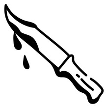 A Scary Doodle Icon Of Bloody Knife 