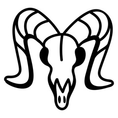 Canvas Print - An editable doodle icon of goat skull 